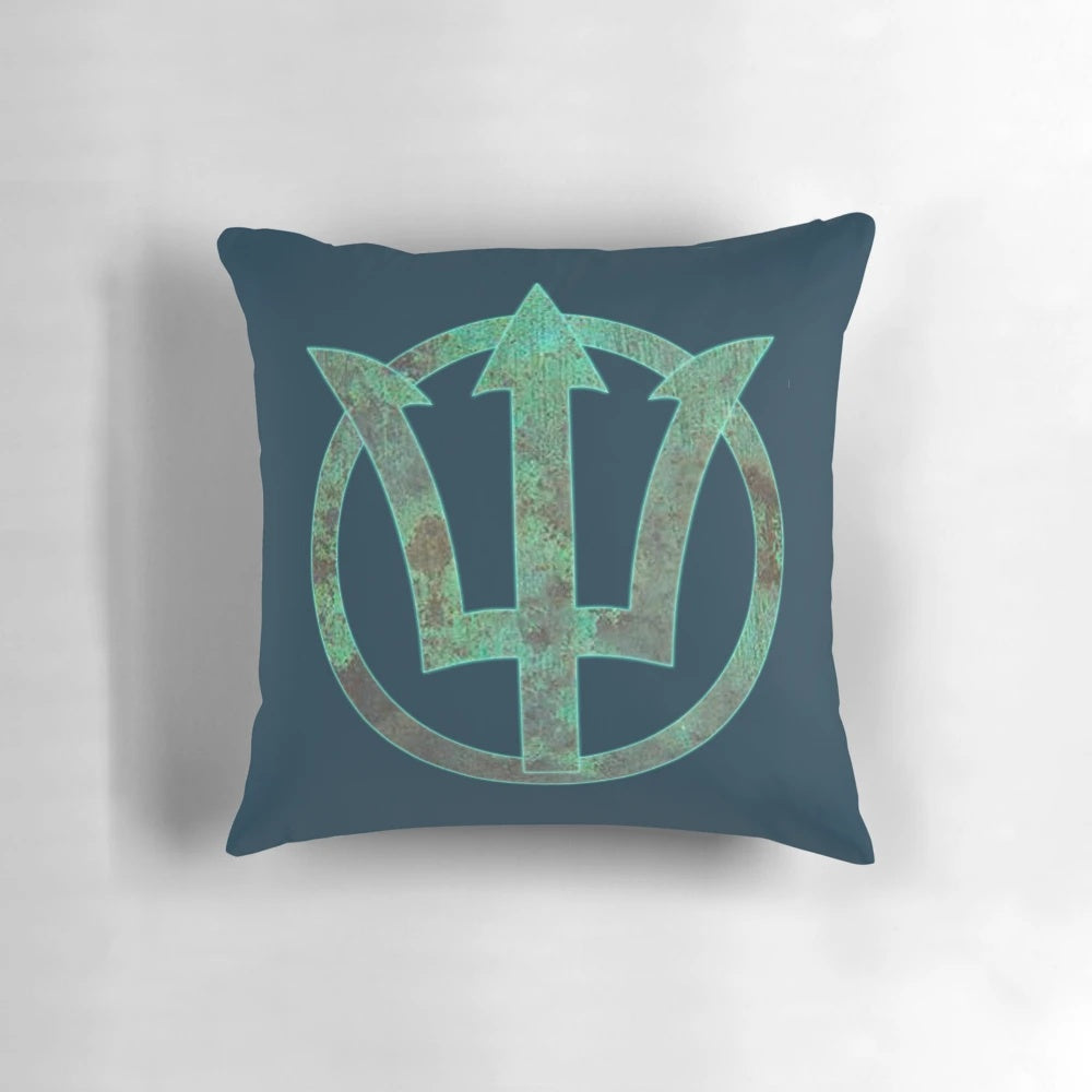 Poseidon Pillow featuring the iconic trident symbol and inspired by the world of Percy Jackson
