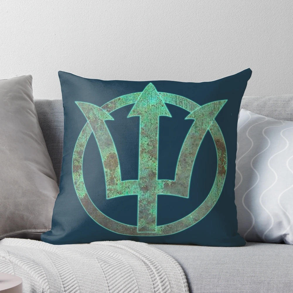 Poseidon Pillow featuring the iconic trident symbol and inspired by the world of Percy Jackson