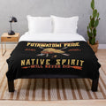 Potawatomi Native American inspired plush blanket with tribal design and dreamcatcher