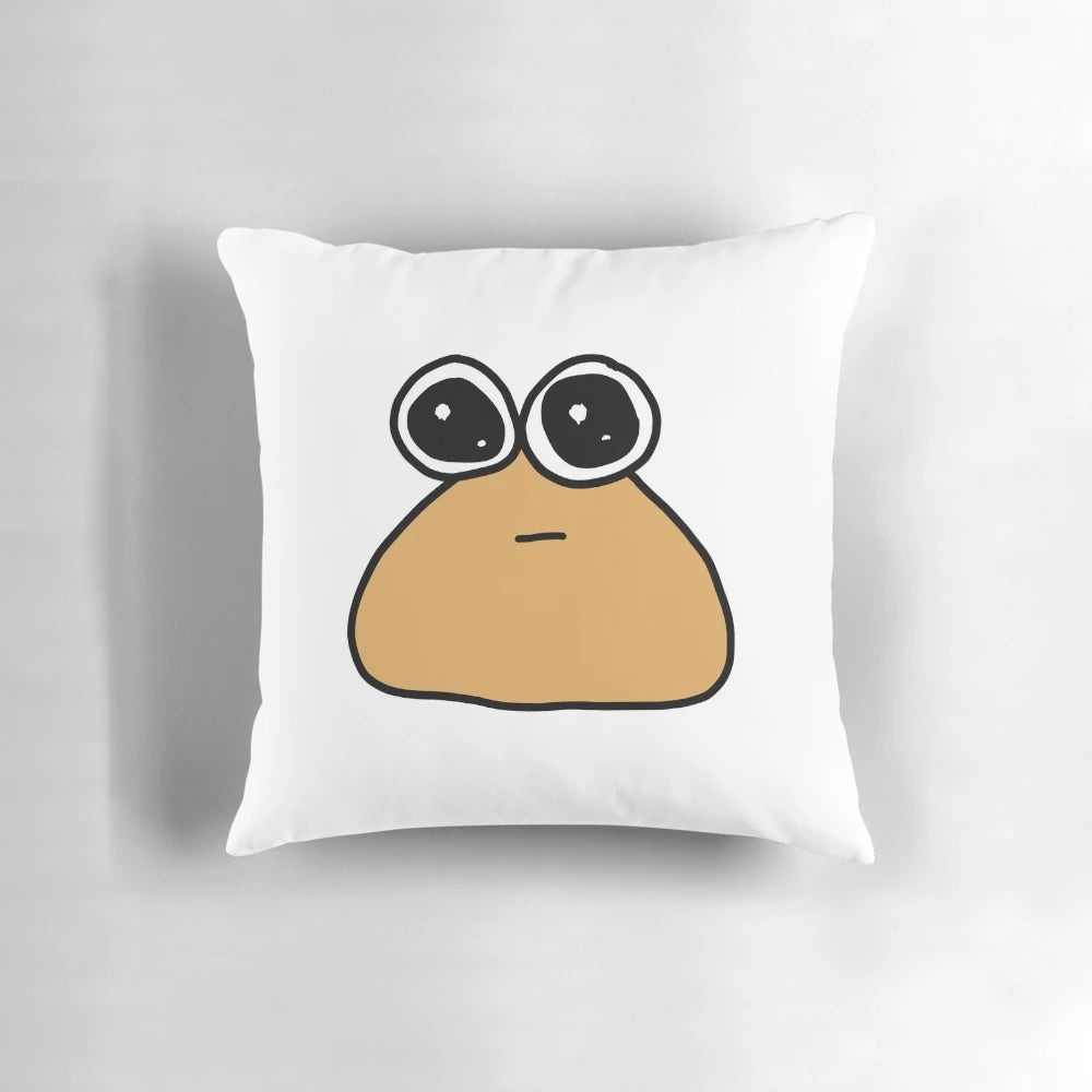 Soft, plush Pou character pillow for gaming and childhood nostalgia