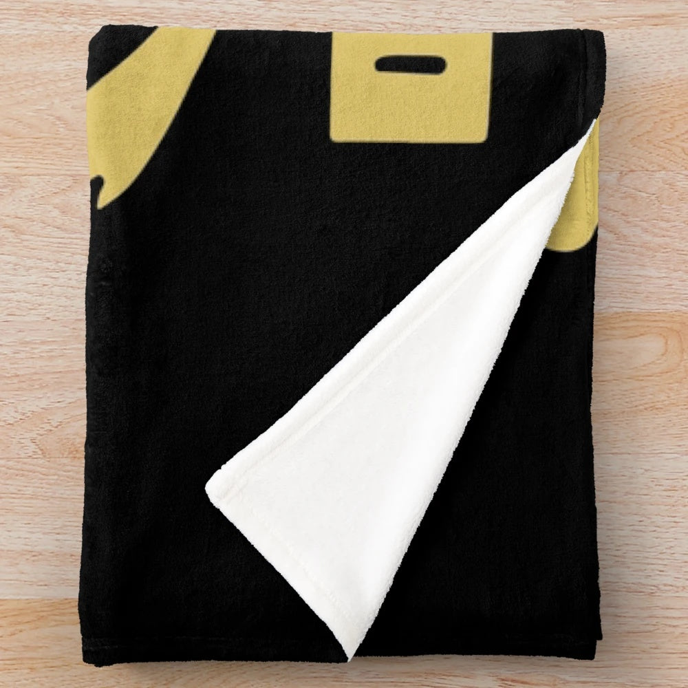 Diesel themed plush blanket with gold, cummins, and engine graphics