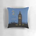 Mary Poppins and Big Ben linocut silhouette design on a soft, plush pillow
