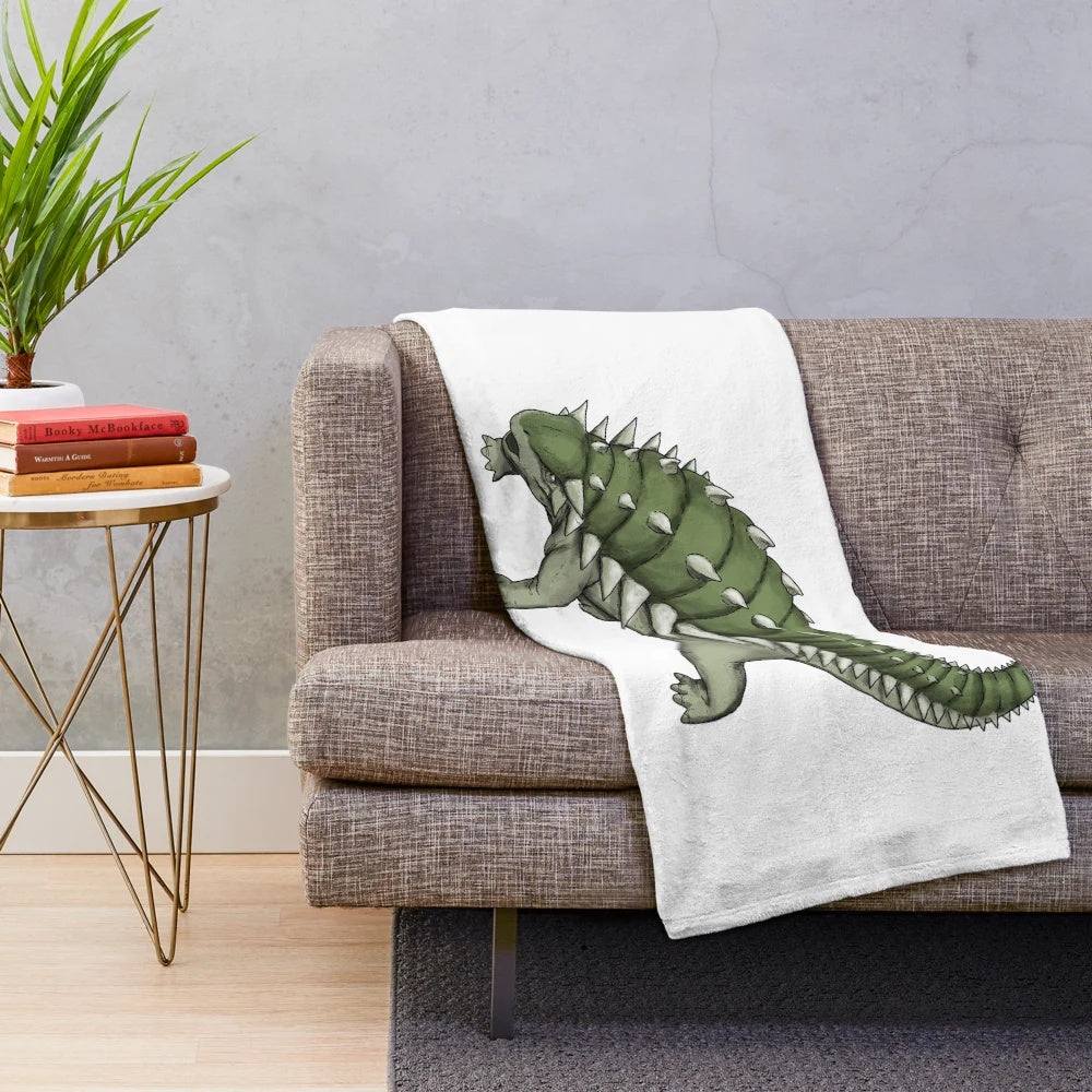 Cozy ankylosaurus plush blanket for dinosaur fans