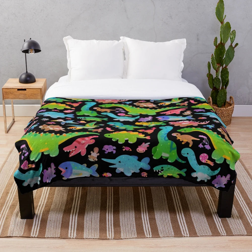 Prehistoric dinosaur jurassic plush baby blanket