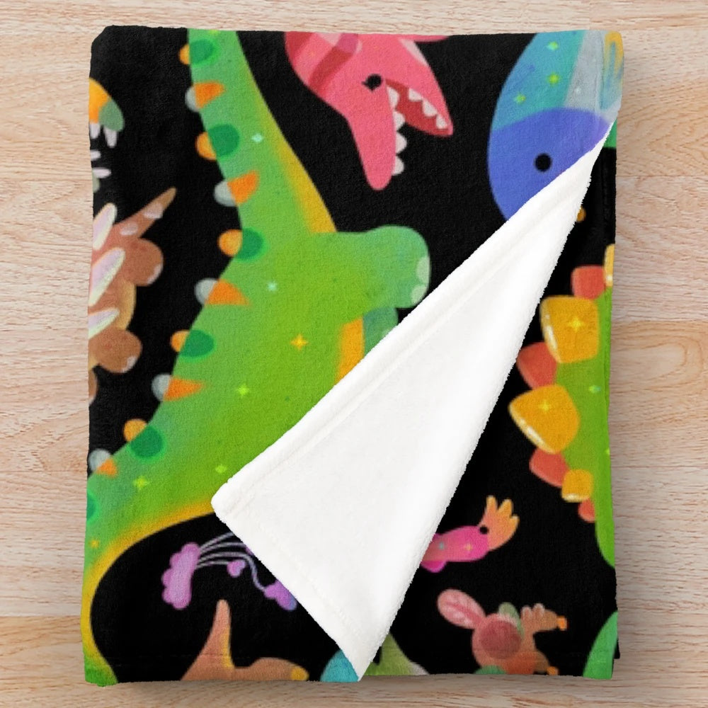 Prehistoric dinosaur jurassic plush baby blanket