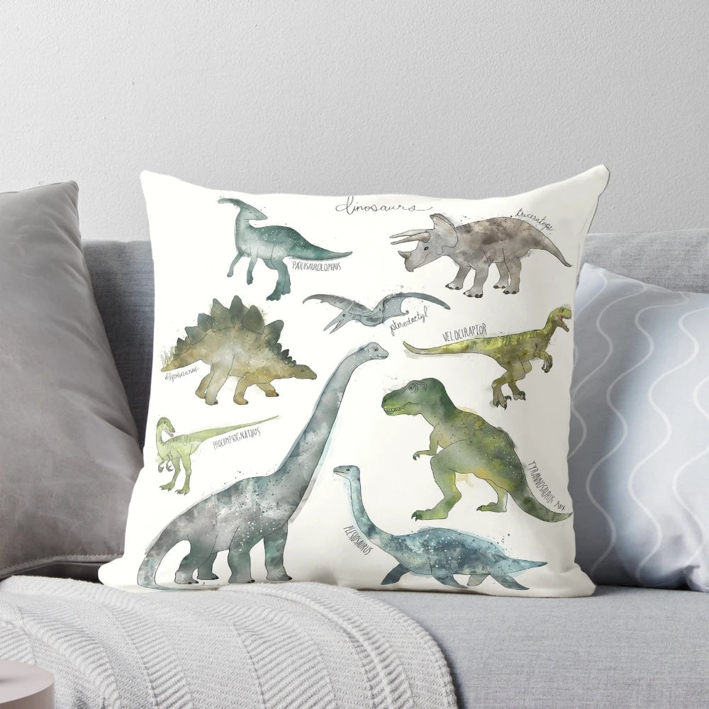 Colorful dinosaur illustration decorative pillow for home decor
