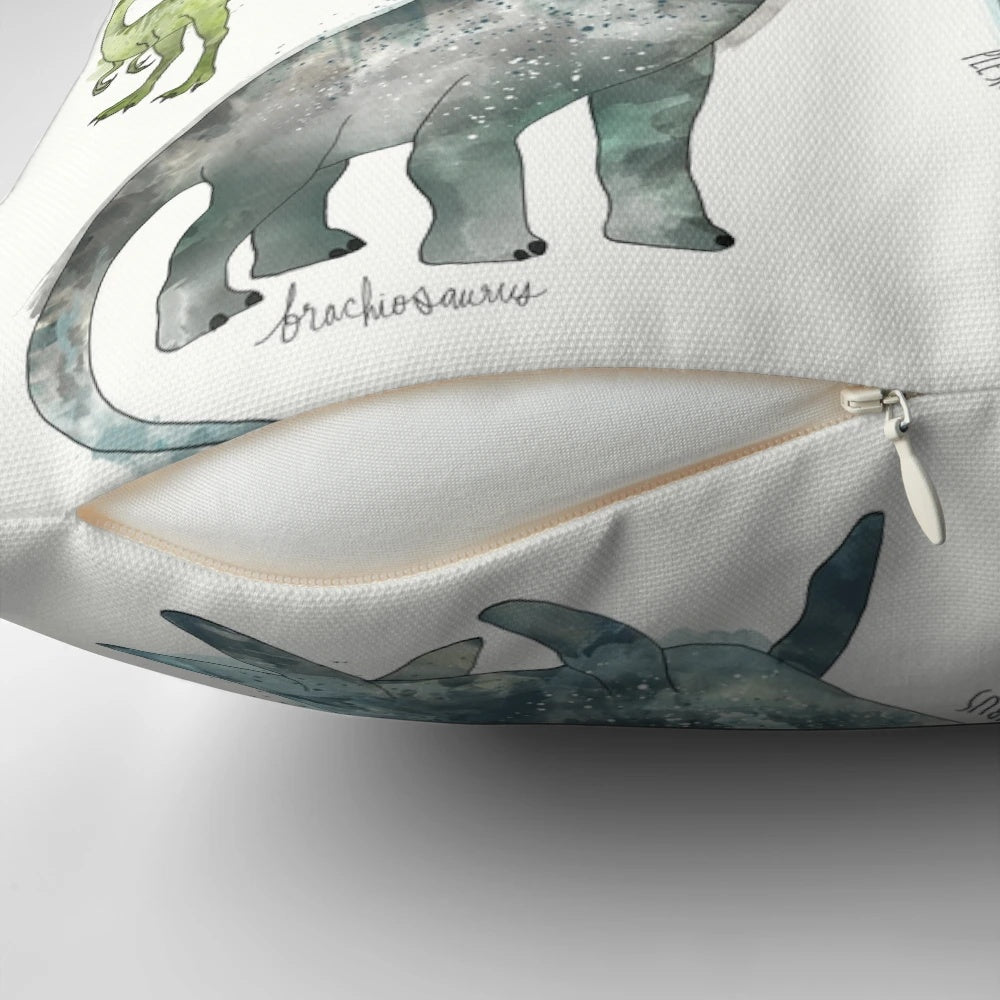 Colorful dinosaur illustration decorative pillow for home decor