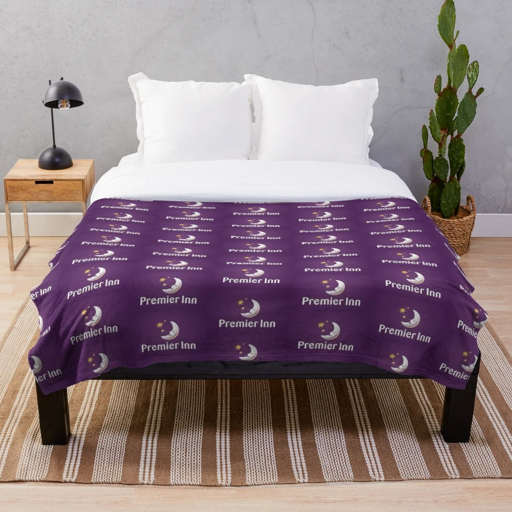 Premier Inn inspired plush blanket featuring hotel decor elements