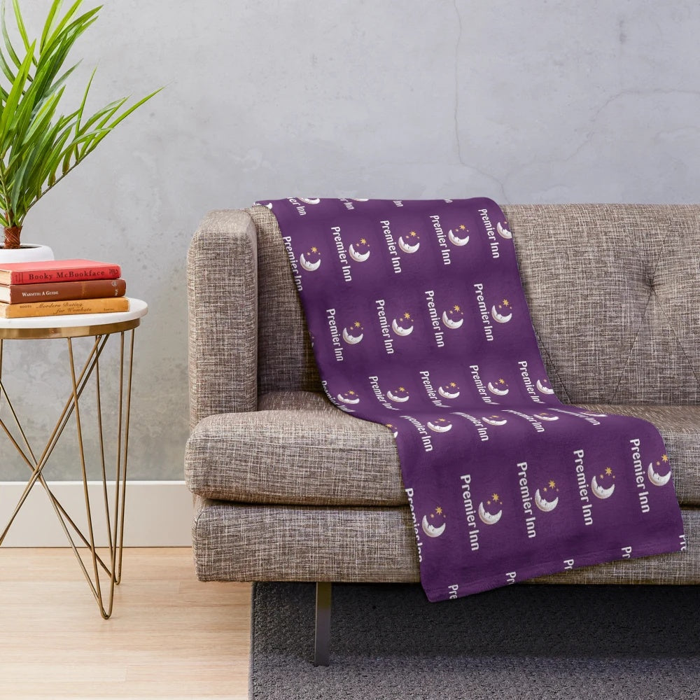 Premier Inn inspired plush blanket featuring hotel decor elements