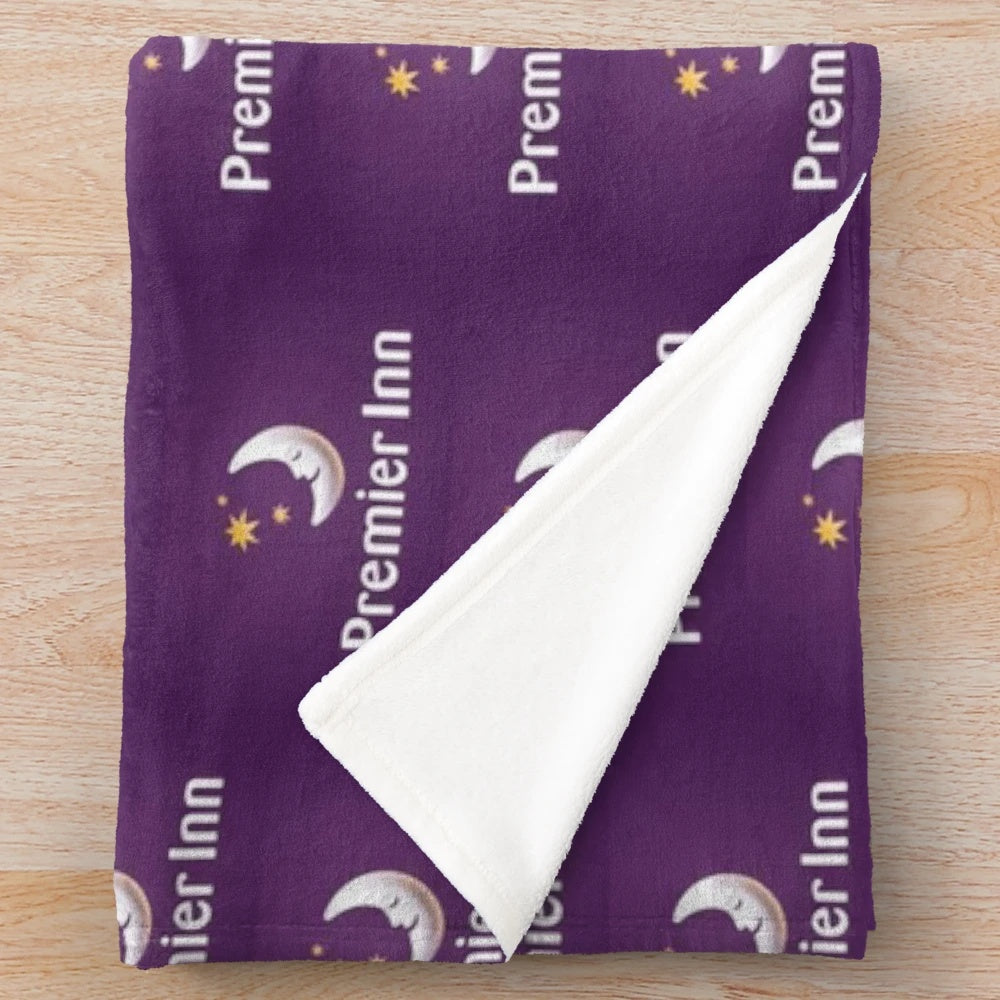 Premier Inn inspired plush blanket featuring hotel decor elements