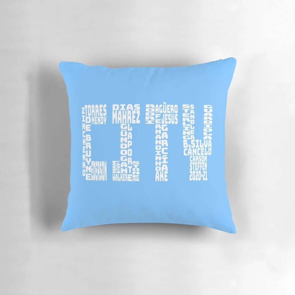 Stylish Manchester City 2020-2021 Pillow with Premier League Champions logo