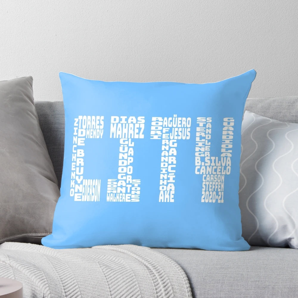 Stylish Manchester City 2020-2021 Pillow with Premier League Champions logo