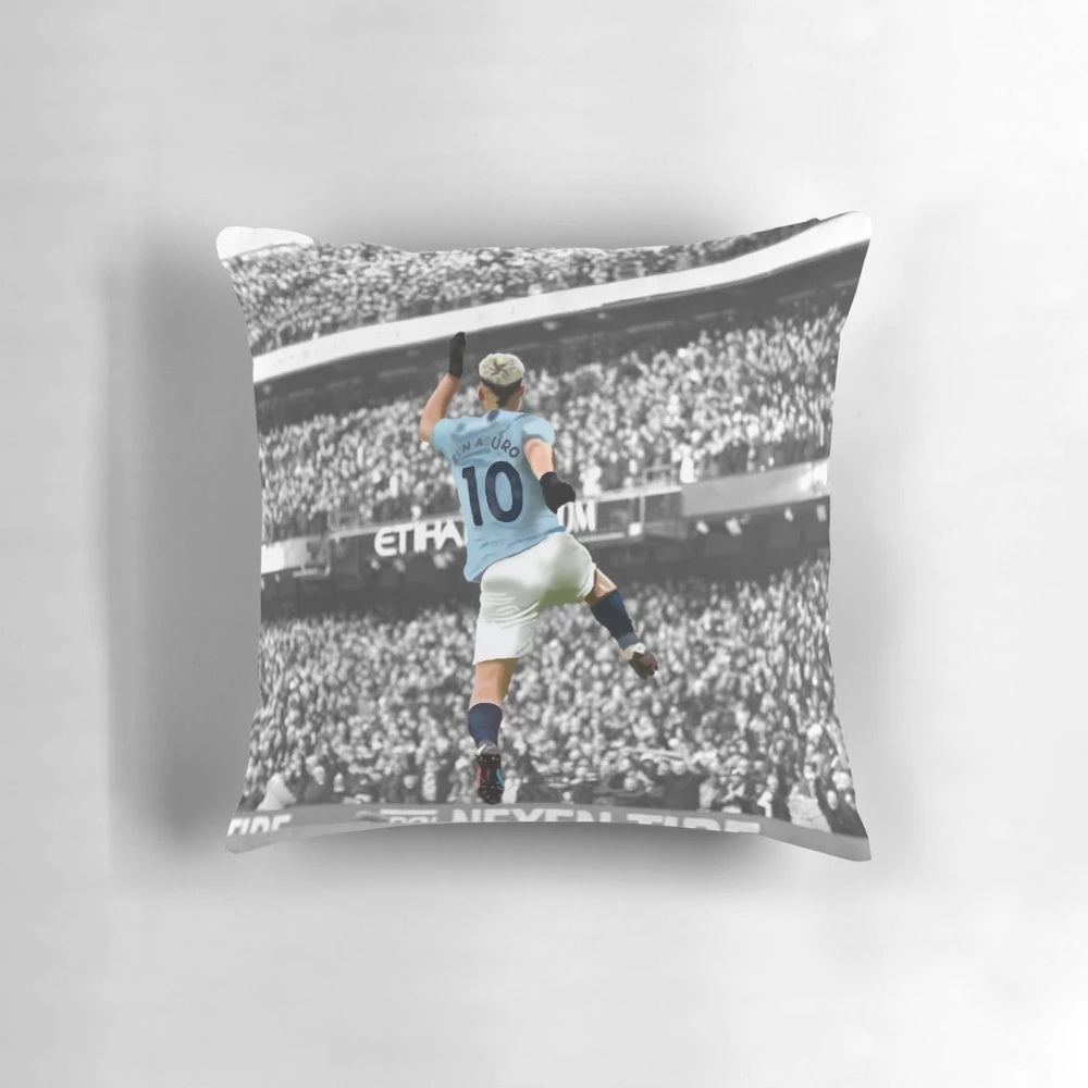 Soft, plush pillow featuring Manchester City striker Sergio Aguero
