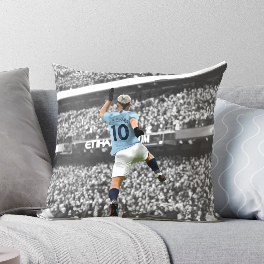 Soft, plush pillow featuring Manchester City striker Sergio Aguero