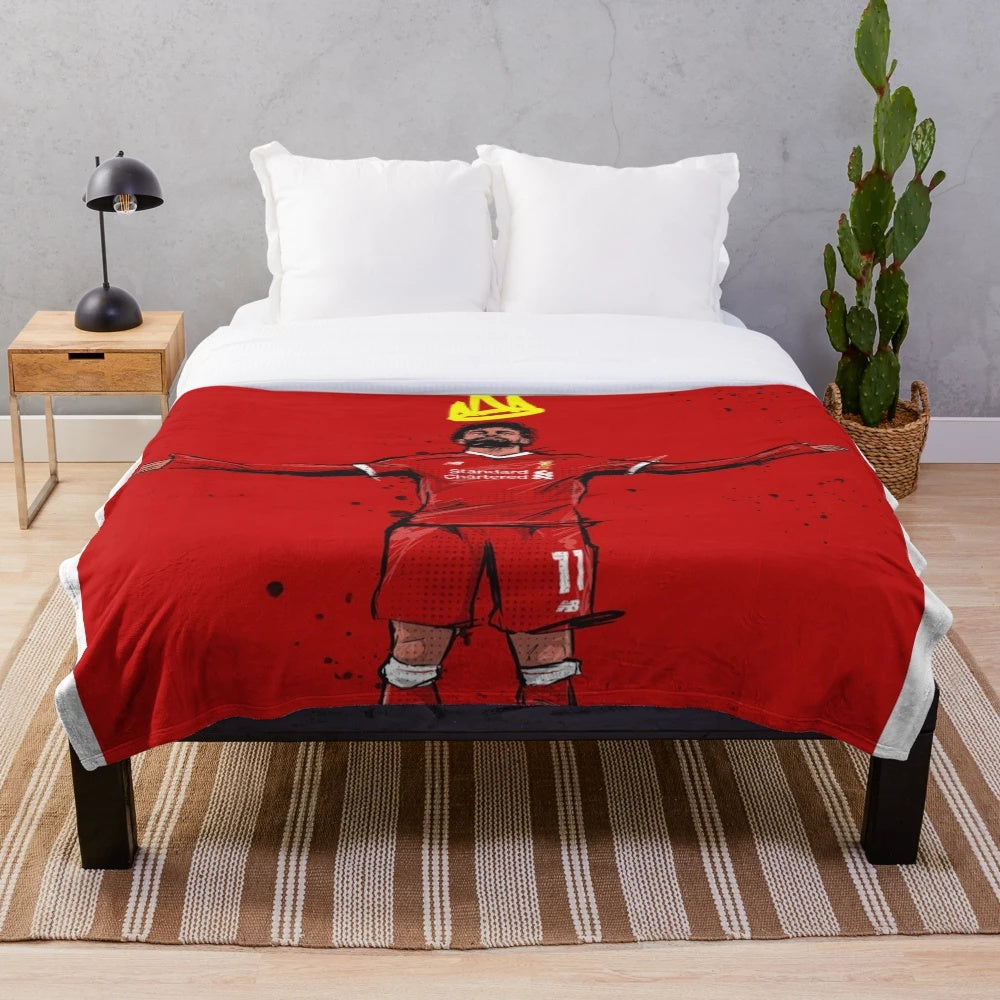 Mohamed Salah inspired plush sports throw blanket