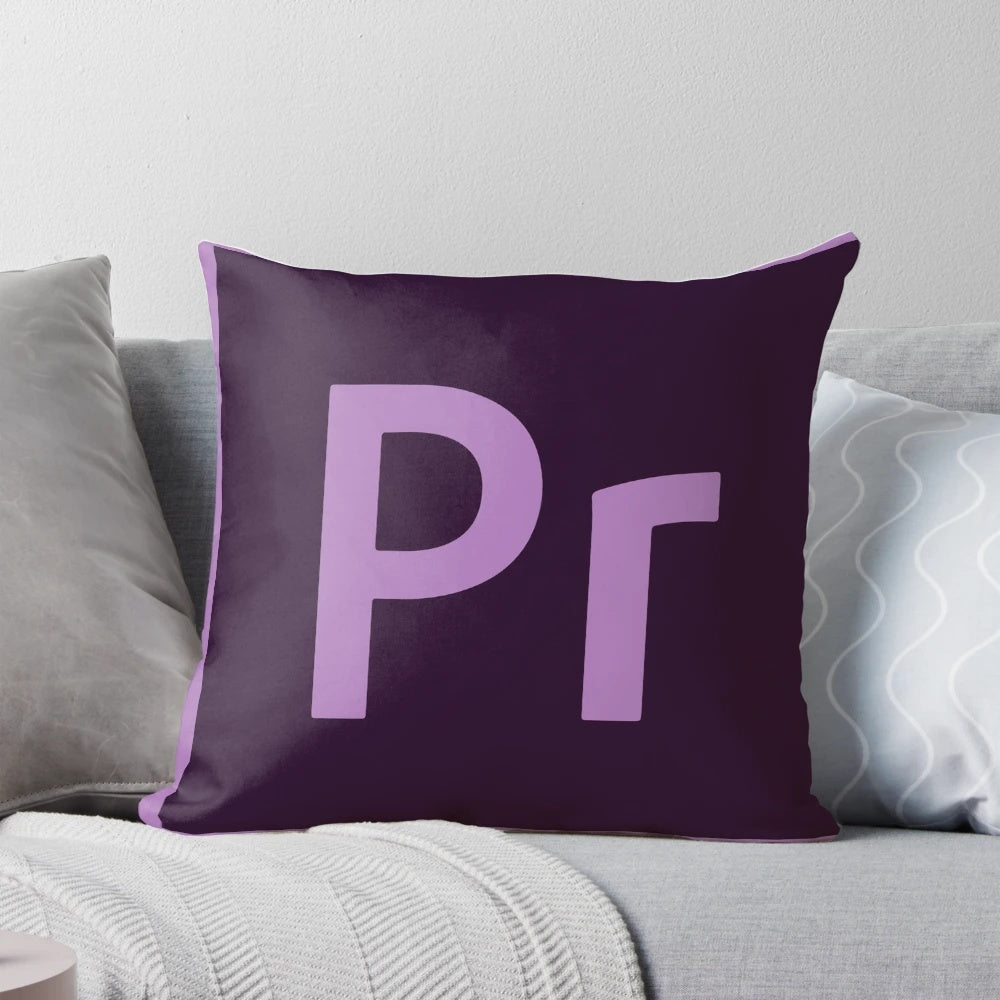 Premiere Pro Inspired Cushion Pillow with a sleek, modern design for graphic designers and creative professionals