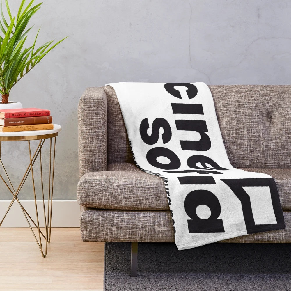 Geometric and trippy plush blanket with Cine Sofia and Filosofia patterns
