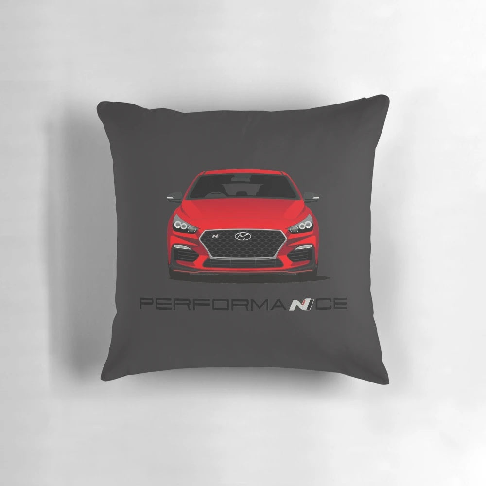 Custom red I30N-inspired decorative throw pillow