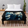 Elegant and plush blanket featuring a mythical black and white floral design