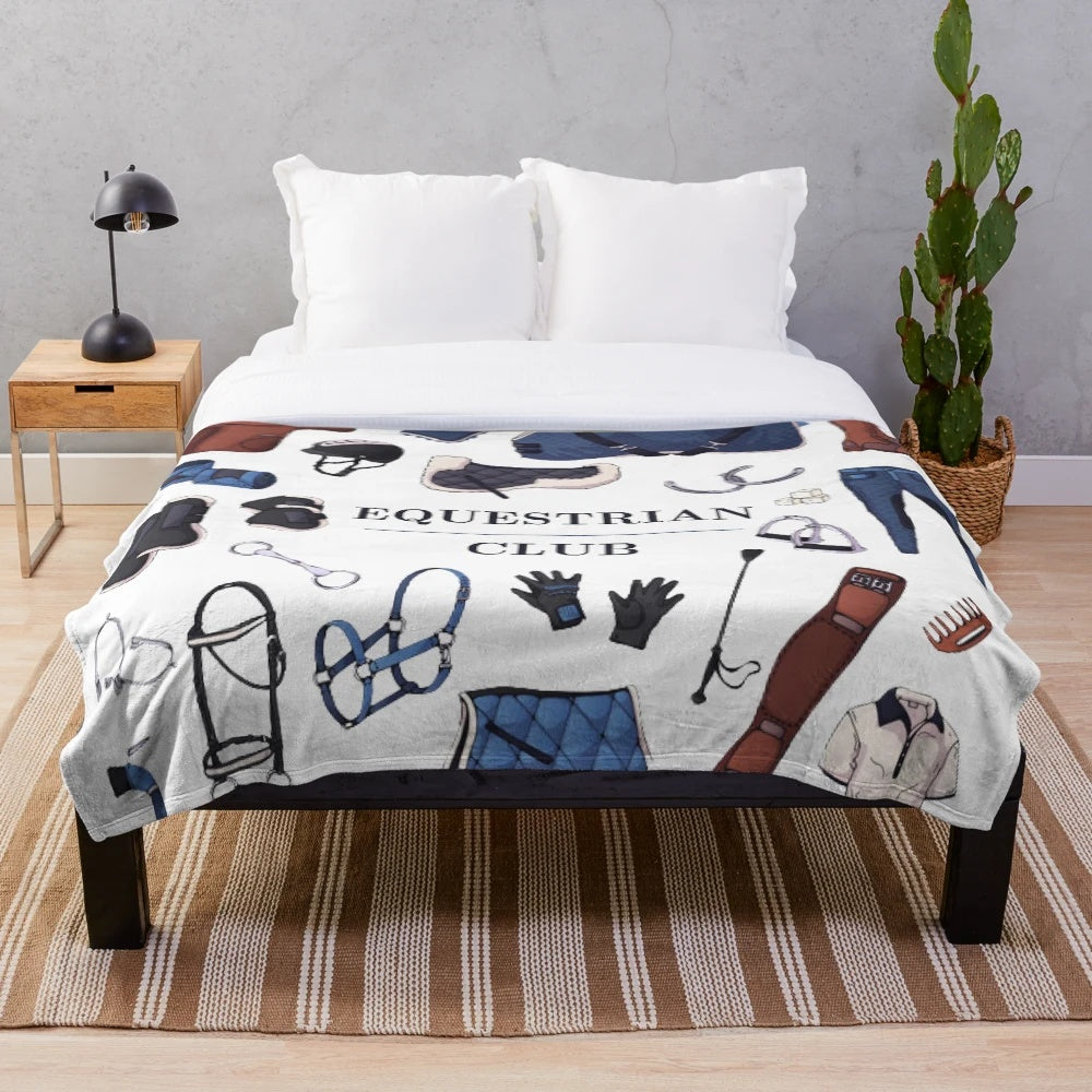 Equestrian Club Plush Blanket for Horse Lovers