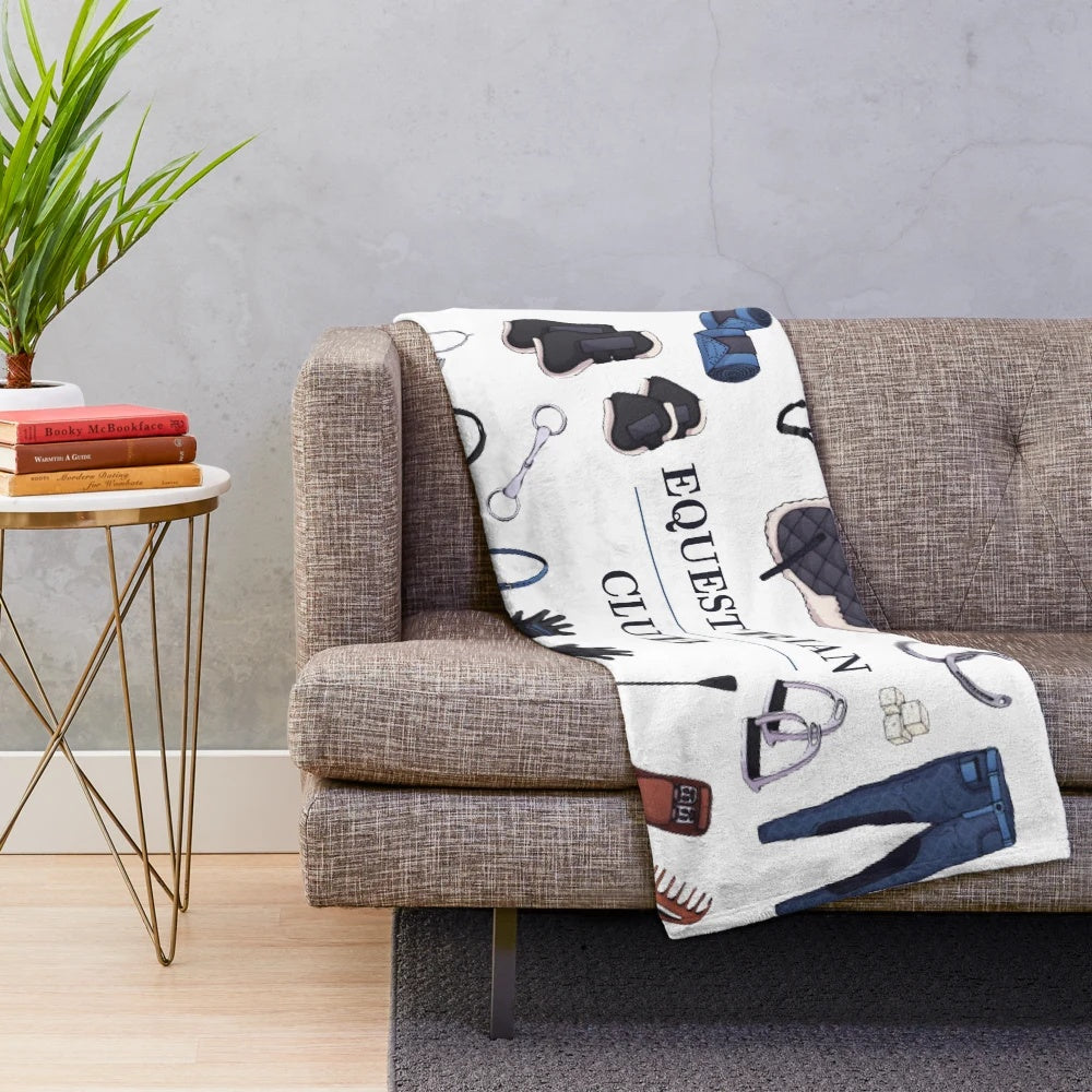 Equestrian Club Plush Blanket for Horse Lovers