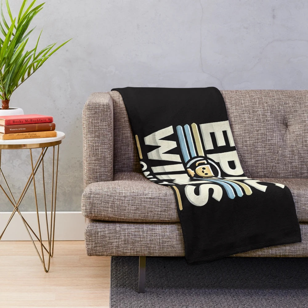 Premium fantasy gaming plush blanket with trophy, skeleton, and crown design