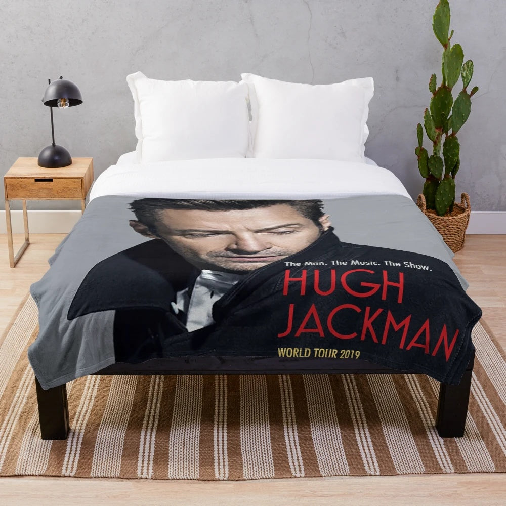 Soft and cozy plush blanket featuring Hugh Jackman, the acclaimed Australian actor and musical performer.