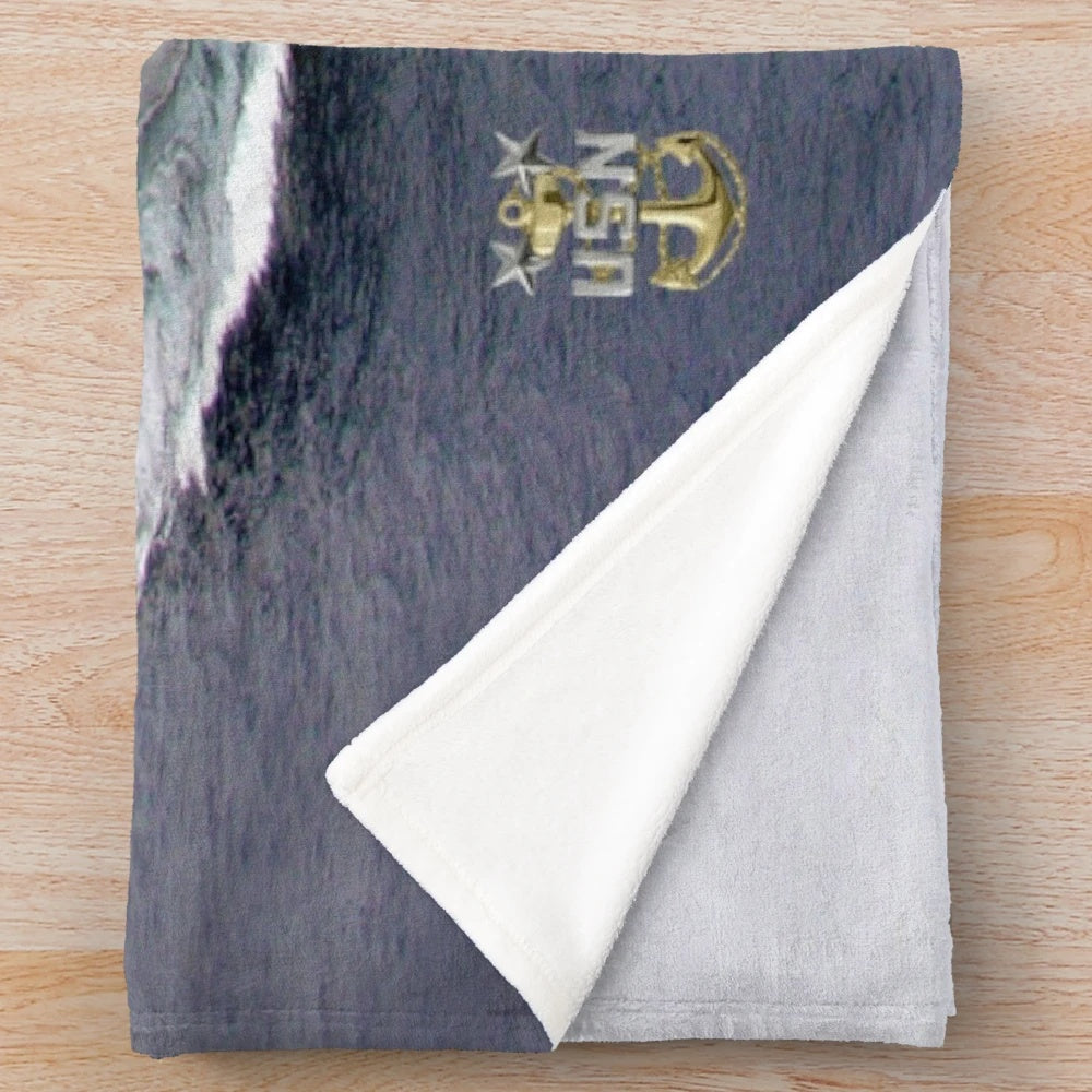 Premium plush blanket with CVN-70 USS Carl Vinson military design