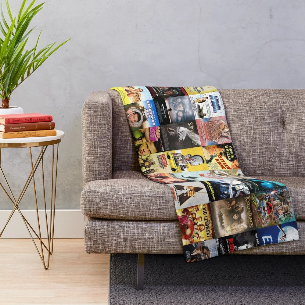 A cozy plush blanket featuring popular movie themes and characters