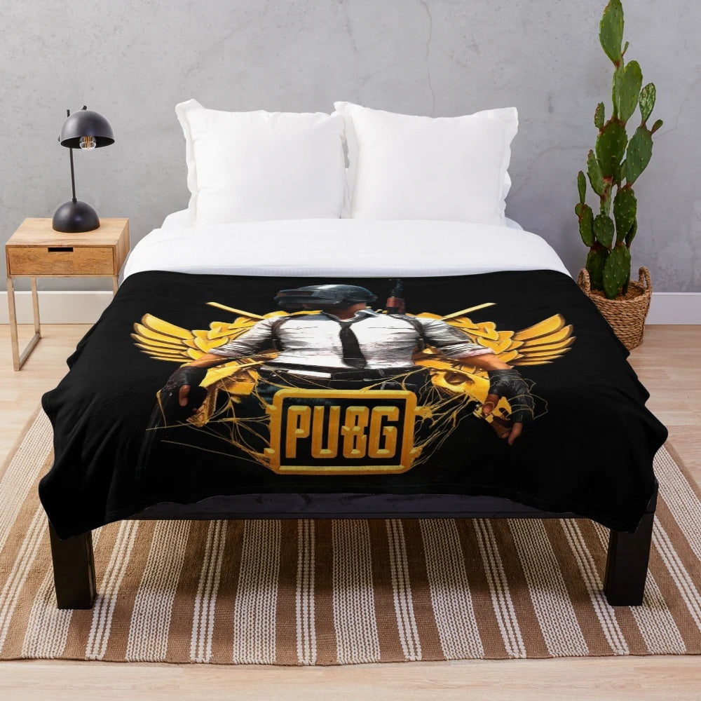 PUBG Inspired Plush Blanket with Battle Royale Motifs