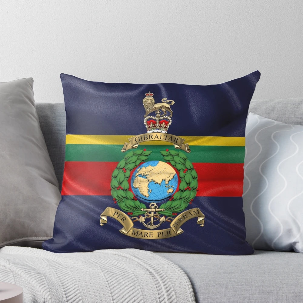 Premium decorative pillow featuring the official Royal Marines emblem and flag design.