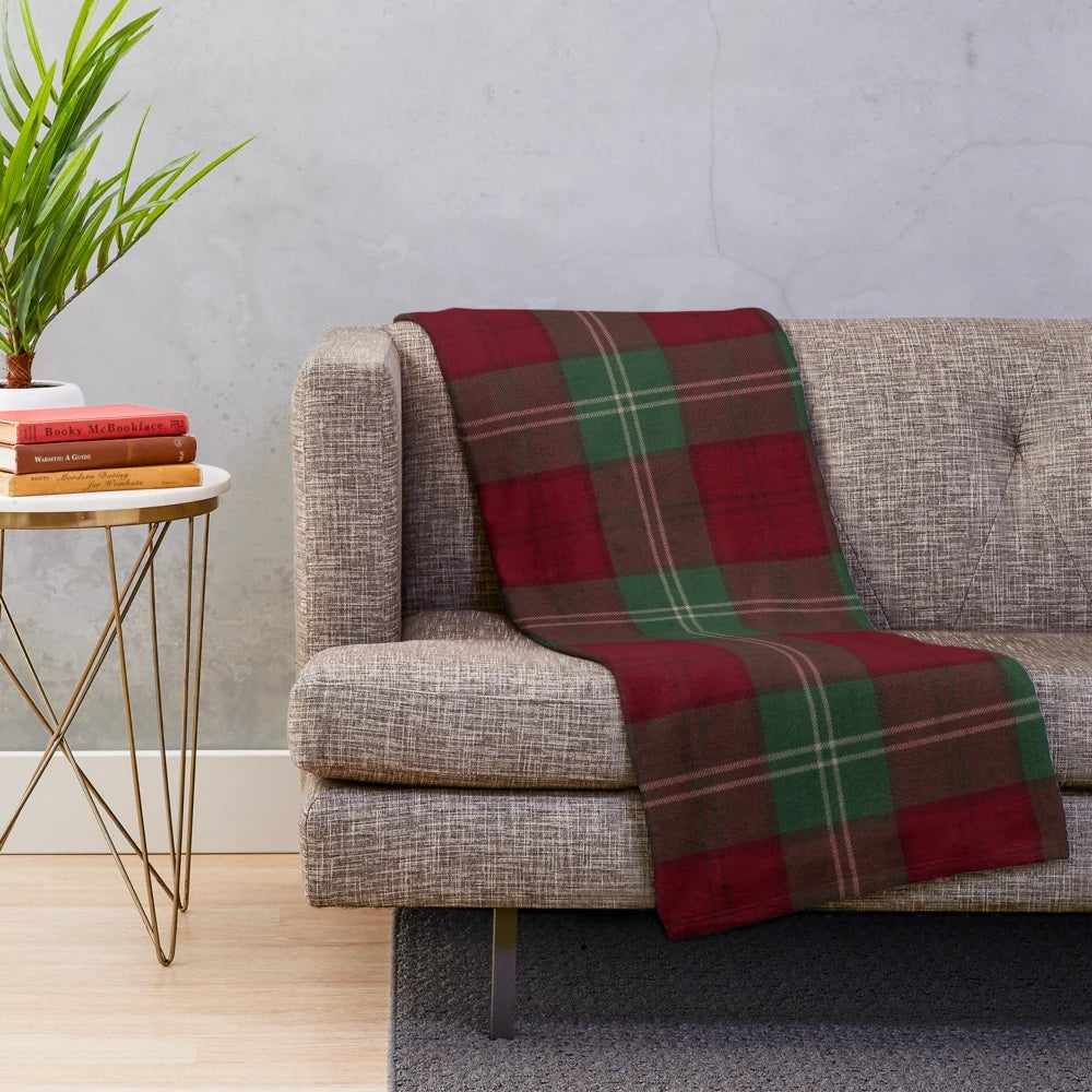 Scottish tartan plush blanket with Lennox clan pattern