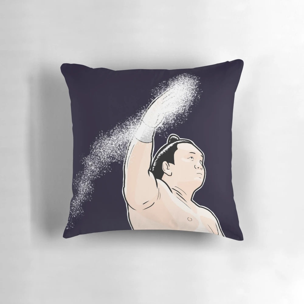 Premium salt throw pillow inspired by sumo wrestlers and their ceremonial salt-throwing traditions
