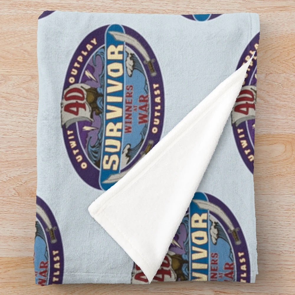 Soft and cozy plush blanket with Survivor-inspired design