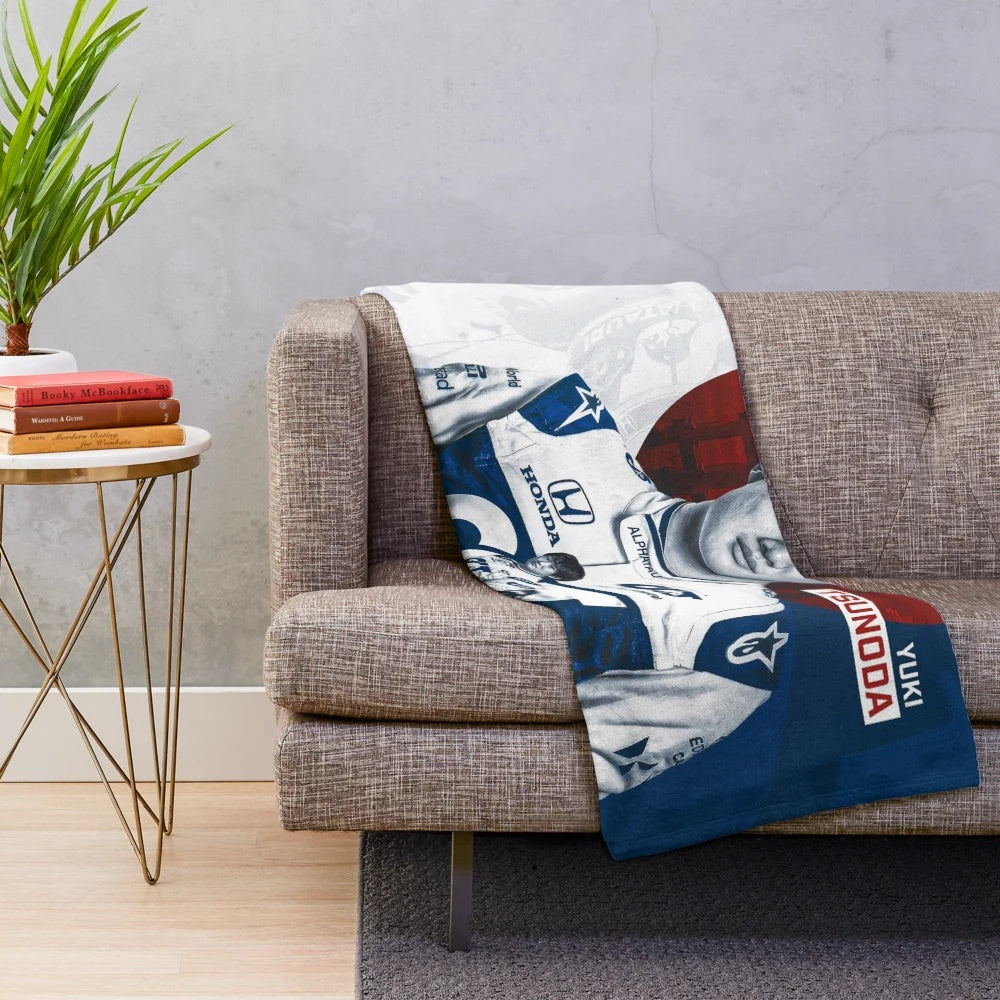 Yuki Tsunoda inspired plush blanket for motorsports fans