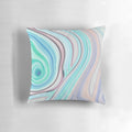 Preppy abstract pastel lilac, mint, and blue swirls decorative pillow with a modern minimalist marble texture design