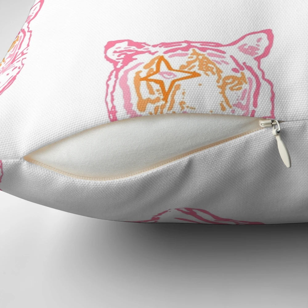 Colorful preppy tiger print throw pillow for bedroom decor