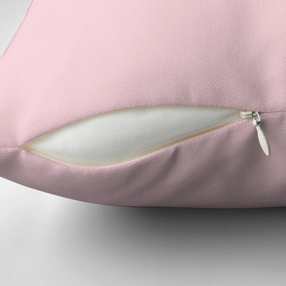 Preppy cotton candy pastel pink pillow with a minimalist, boho-chic design