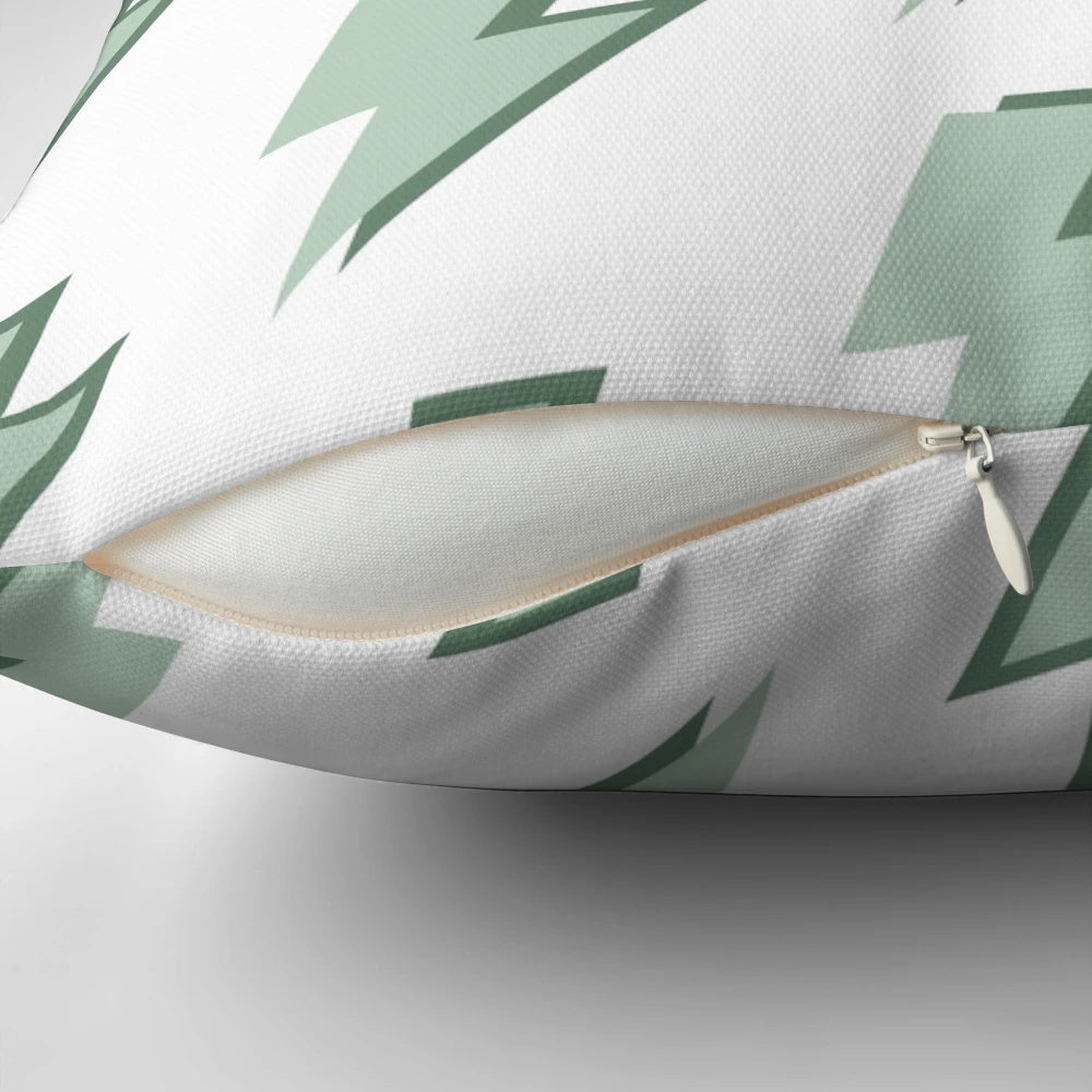 Sage and olive green preppy lightning bolt pillow