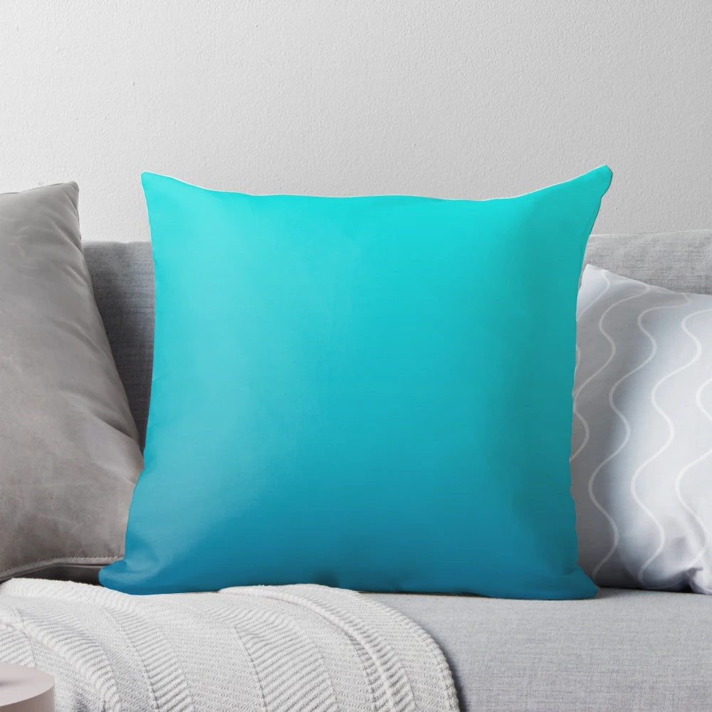 Preppy summer beach teal blue turquoise ombre accent pillow