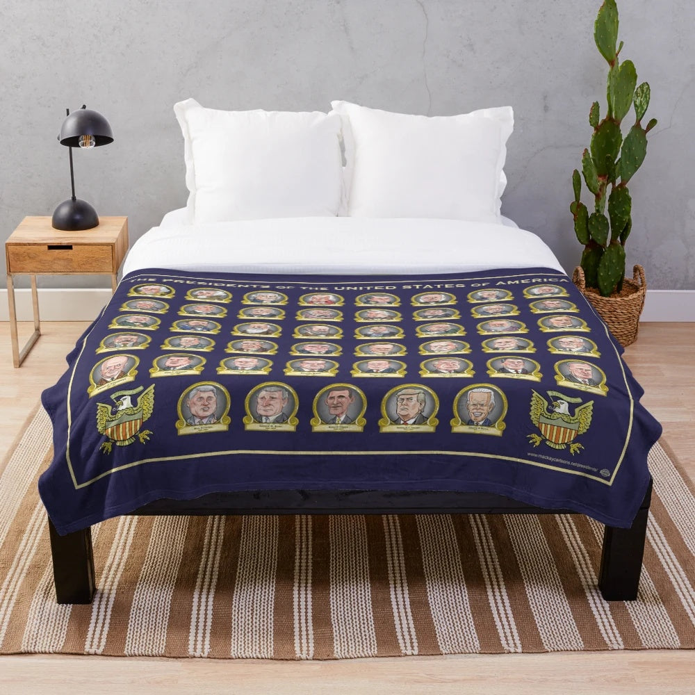 Presidents of the United States plush blanket featuring a detailed portrait design