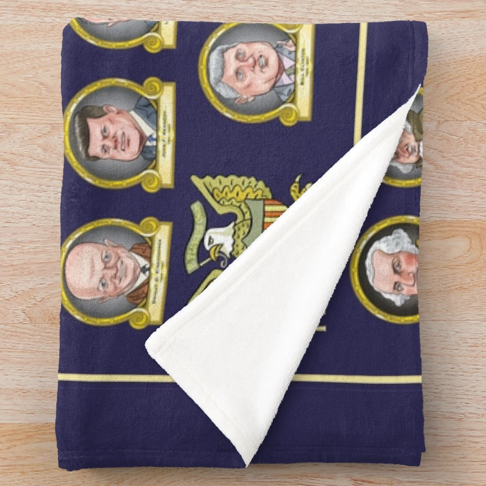 Presidents of the United States plush blanket featuring a detailed portrait design