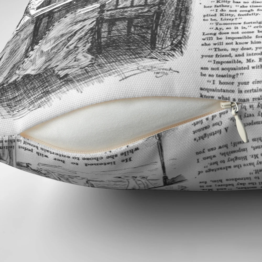 "Pride and Prejudice Jane Austen Classic Literature Pillow for Book Lovers and Bookworms"