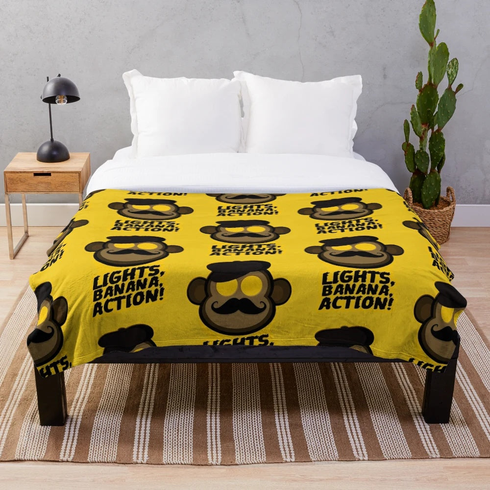 Cozy primate cinema inspired plush blanket