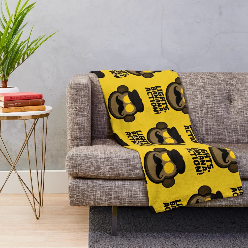 Cozy primate cinema inspired plush blanket