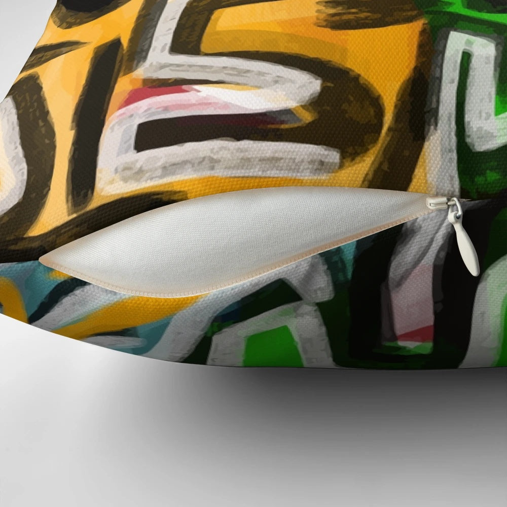 Primitive abstract street art pattern decorative throw pillow