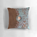 Primitive cowboy cowgirl western country turquoise brown decorative pillow