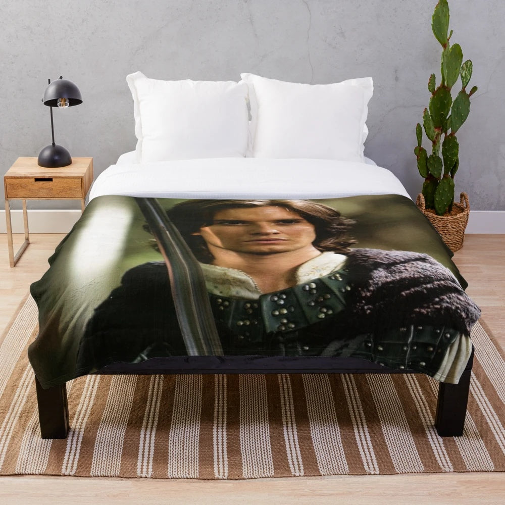 Prince Caspian inspired plush blanket featuring Ben Barnes as the Telmarine prince