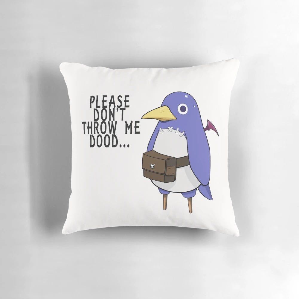 Pillow featuring the iconic Prinny mascot from the Disgaea video game series