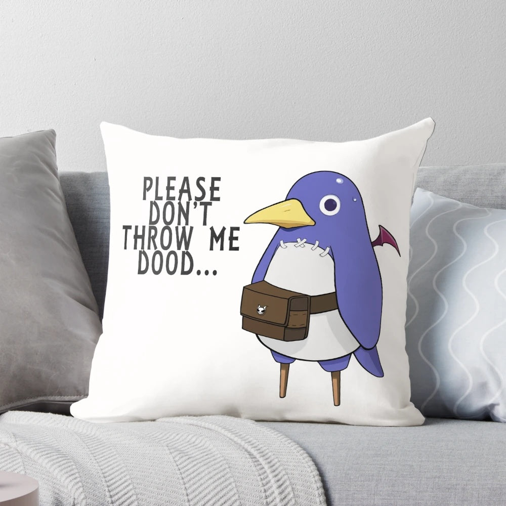 Pillow featuring the iconic Prinny mascot from the Disgaea video game series